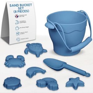 ELBEBE Silicone Baby Beach Toy Blue Set of 8